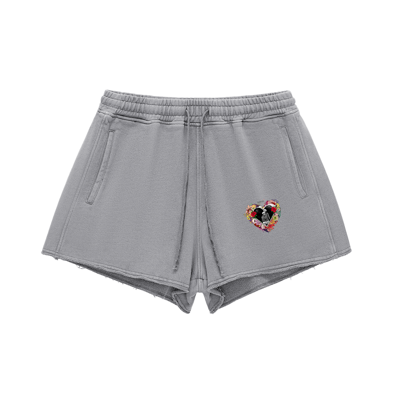 Snow Washed Raw Edge Drawstring Shorts