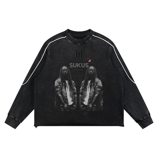 Mineral Wash Piping Raw Hem Sweatshirt